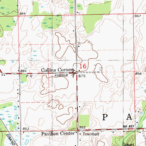 Topographic Map of Collins Corner, MI