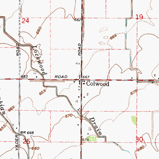 Topographic Map of Colwood, MI