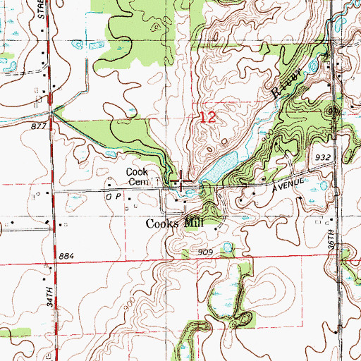 Topographic Map of Cooks Mill, MI