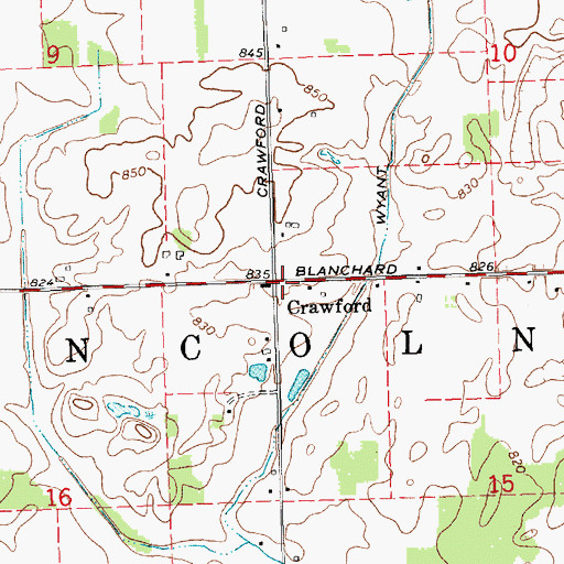 Topographic Map of Crawford, MI