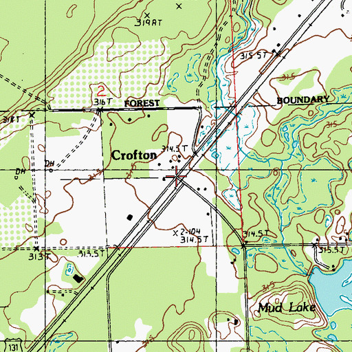 Topographic Map of Crofton, MI