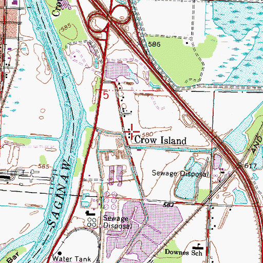 Topographic Map of Crow Island, MI