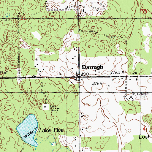Topographic Map of Darragh, MI