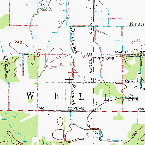 Topographic Map of Daytona Branch, MI