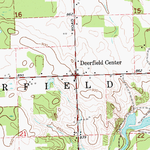 Topographic Map of Deerfield Center, MI