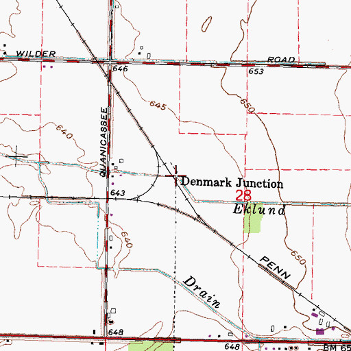 Topographic Map of Denmark Junction, MI
