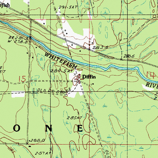 Topographic Map of Diffin, MI