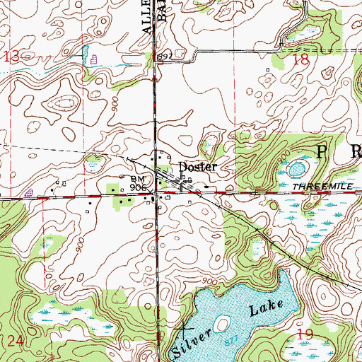 Topographic Map of Doster, MI