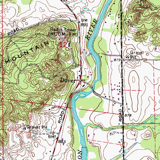 Topographic Map of Dover, MI