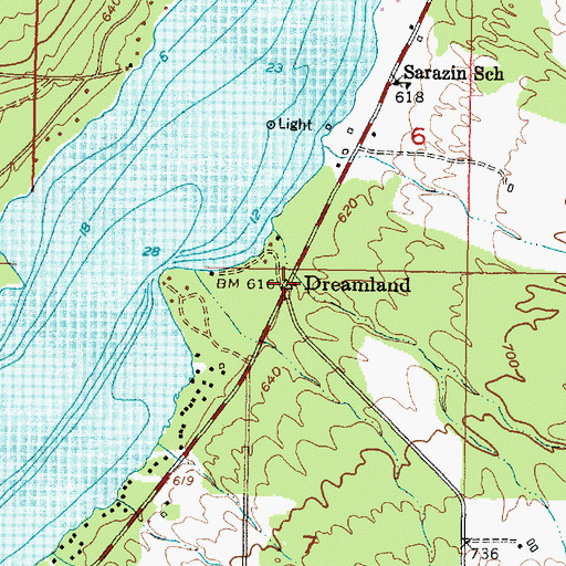 Topographic Map of Dreamland, MI