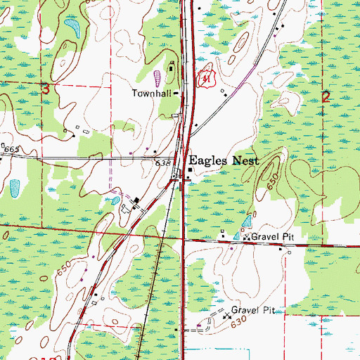 Topographic Map of Eagles Nest, MI