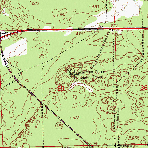 Topographic Map of Eckerman Corner Lookout Tower, MI