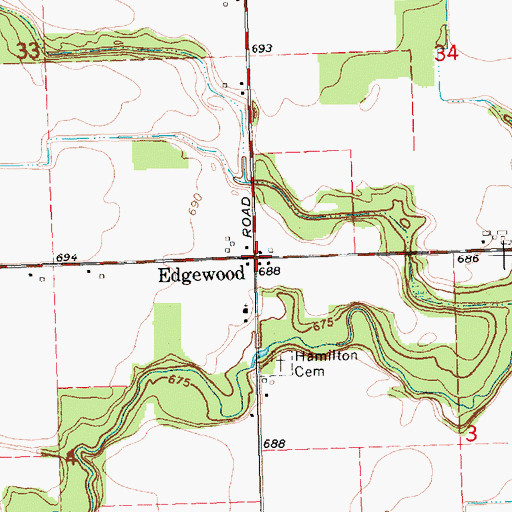 Topographic Map of Edgewood, MI