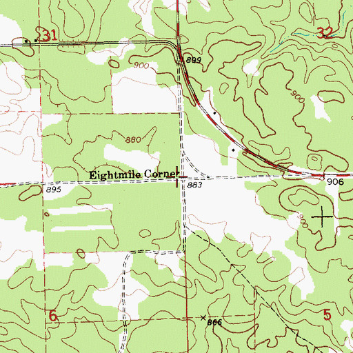 Topographic Map of Eightmile Corner, MI