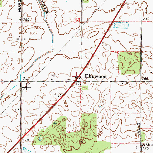Topographic Map of Elmwood, MI