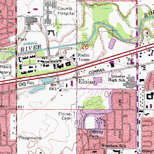 Topographic Map of Eloise, MI