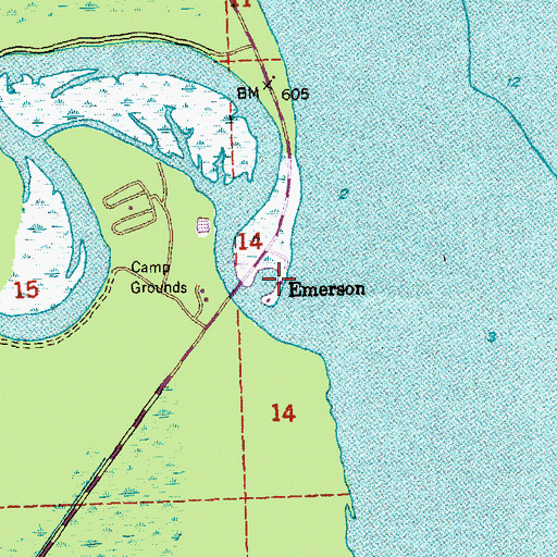 Topographic Map of Emerson, MI