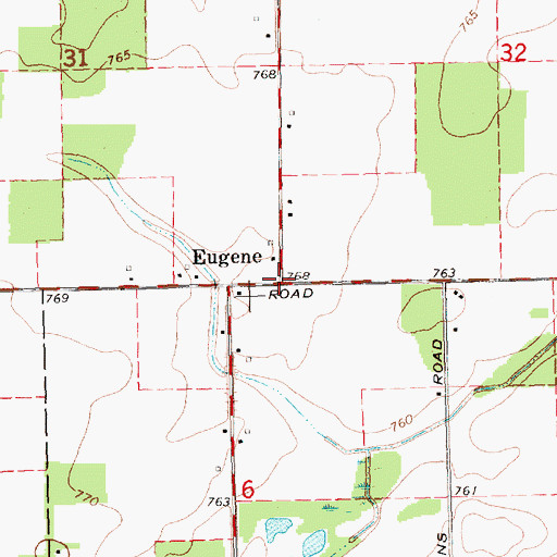 Topographic Map of Eugene, MI