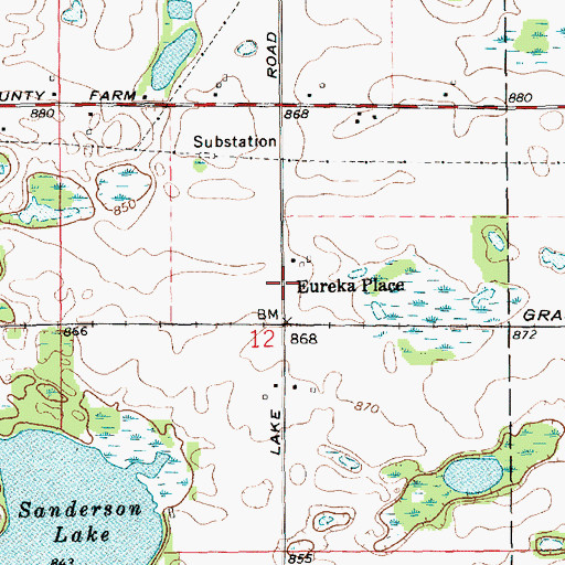 Topographic Map of Eureka Place, MI