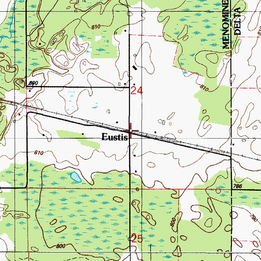 Topographic Map of Eustis, MI