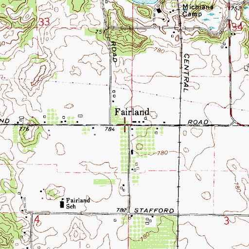 Topographic Map of Fairland, MI