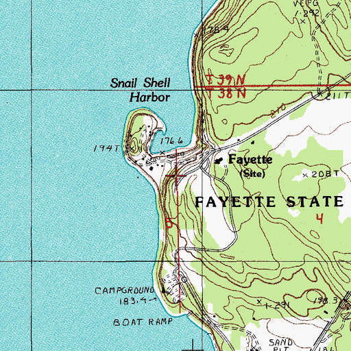 Topographic Map of Fayette, MI