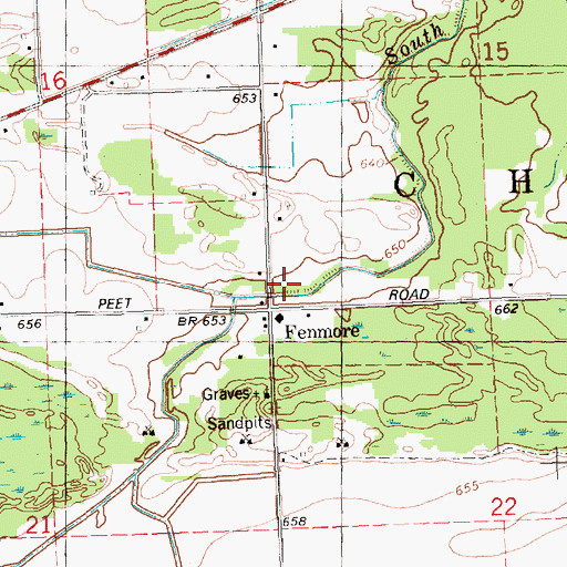 Topographic Map of Fenmore, MI