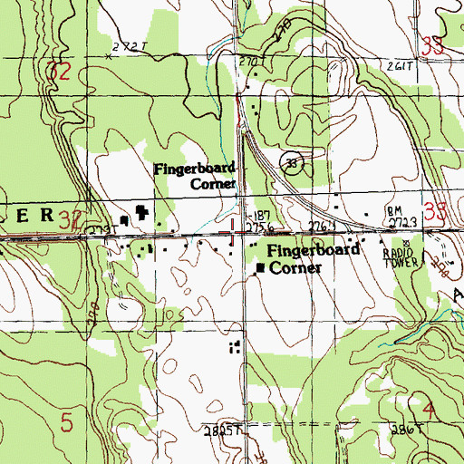 Topographic Map of Fingerboard Corner, MI