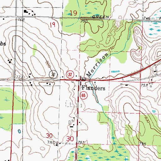 Topographic Map of Flanders, MI