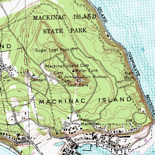 Topographic Map of Fort Holmes, MI