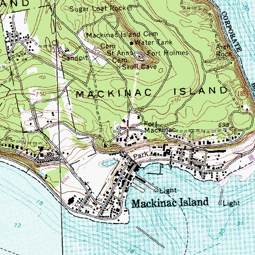 Topographic Map of Fort Mackinac, MI