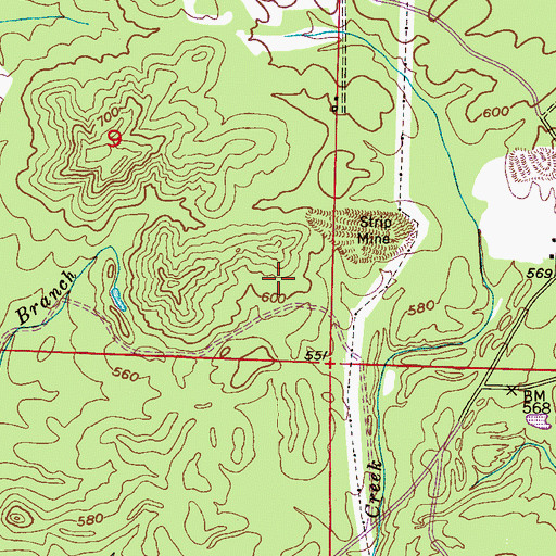 Topographic Map of Mary Lee Slope Mine, AL