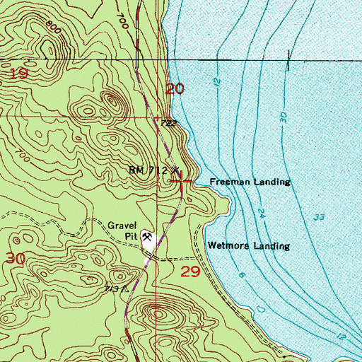 Topographic Map of Freeman Landing, MI