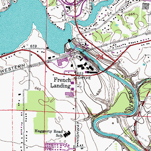Topographic Map of French Landing, MI