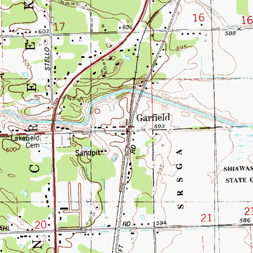 Topographic Map of Garfield, MI