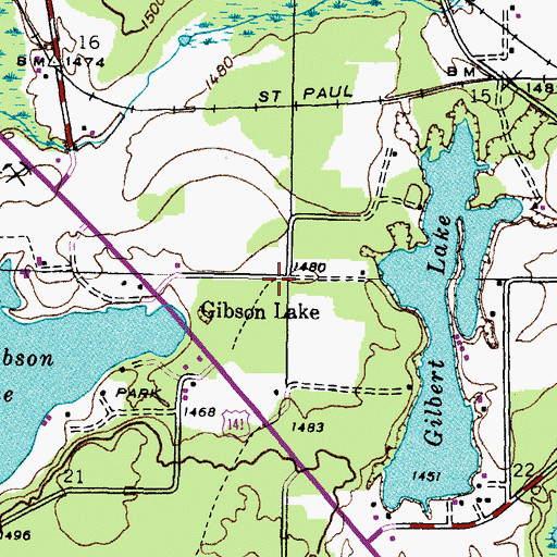 Topographic Map of Gibson Lake, MI