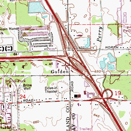 Topographic Map of Golden, MI