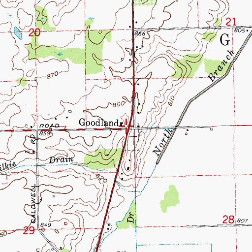 Topographic Map of Goodland, MI