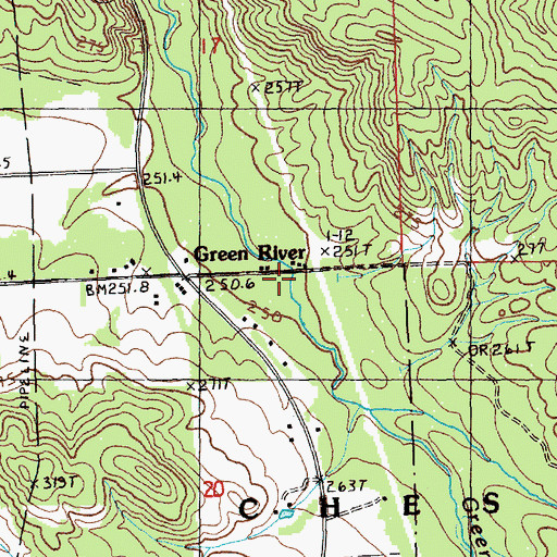 Topographic Map of Green River, MI
