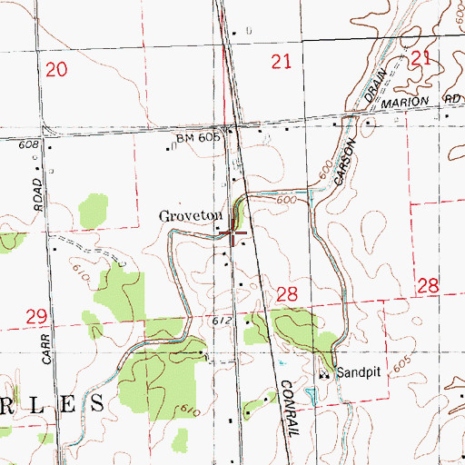 Topographic Map of Groveton, MI