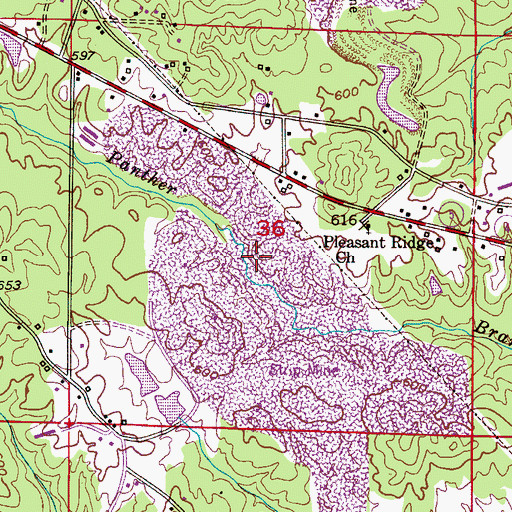 Topographic Map of Nauvoo Number 2 Mine, AL