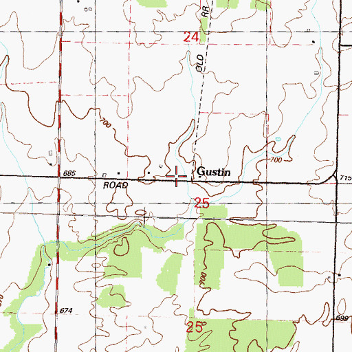 Topographic Map of Gustin, MI