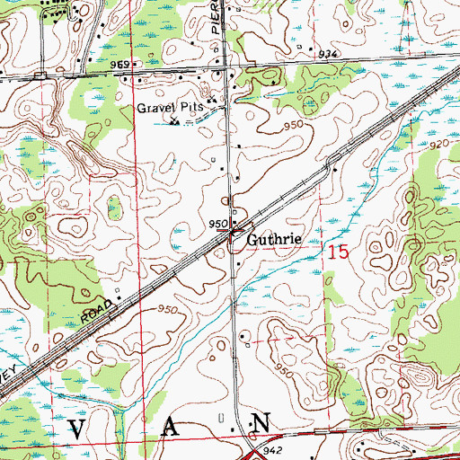 Topographic Map of Guthrie, MI