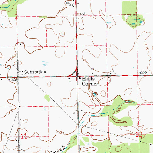 Topographic Map of Halls Corner, MI
