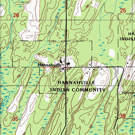 Topographic Map of Hannahville, MI