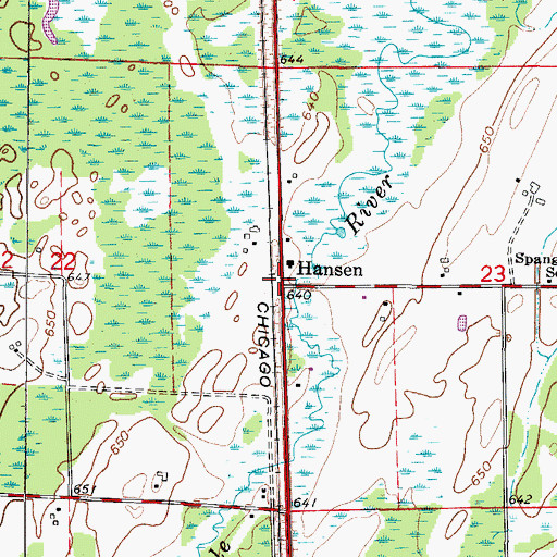 Topographic Map of Hansen, MI