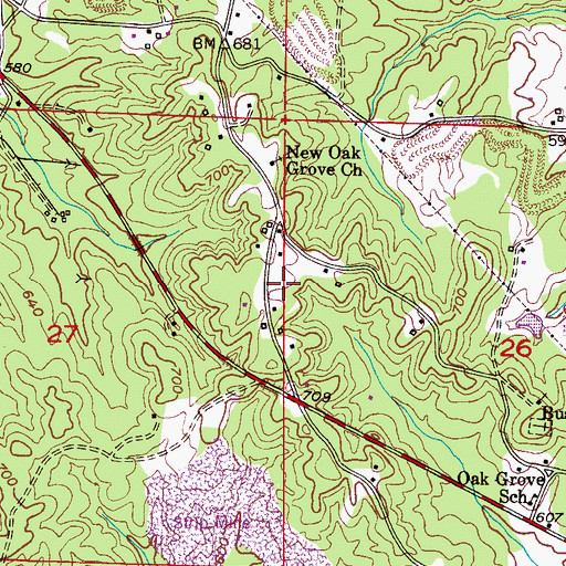 Topographic Map of Hill Push Mine, AL
