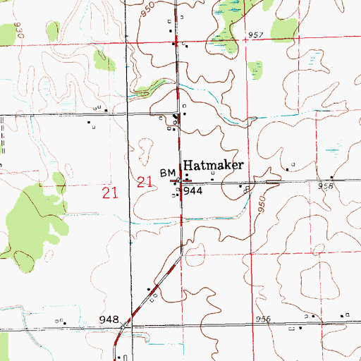Topographic Map of Hatmaker, MI
