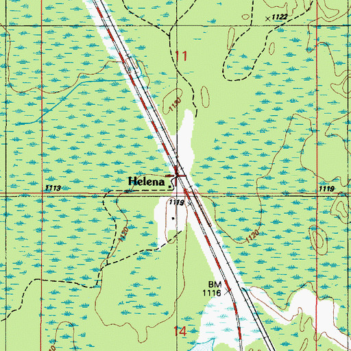 Topographic Map of Helena, MI