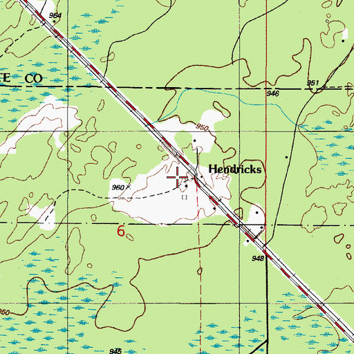 Topographic Map of Hendricks, MI